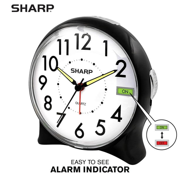 Sharp SPC127A Quartz Analog Alarm Clock (Black/White)
