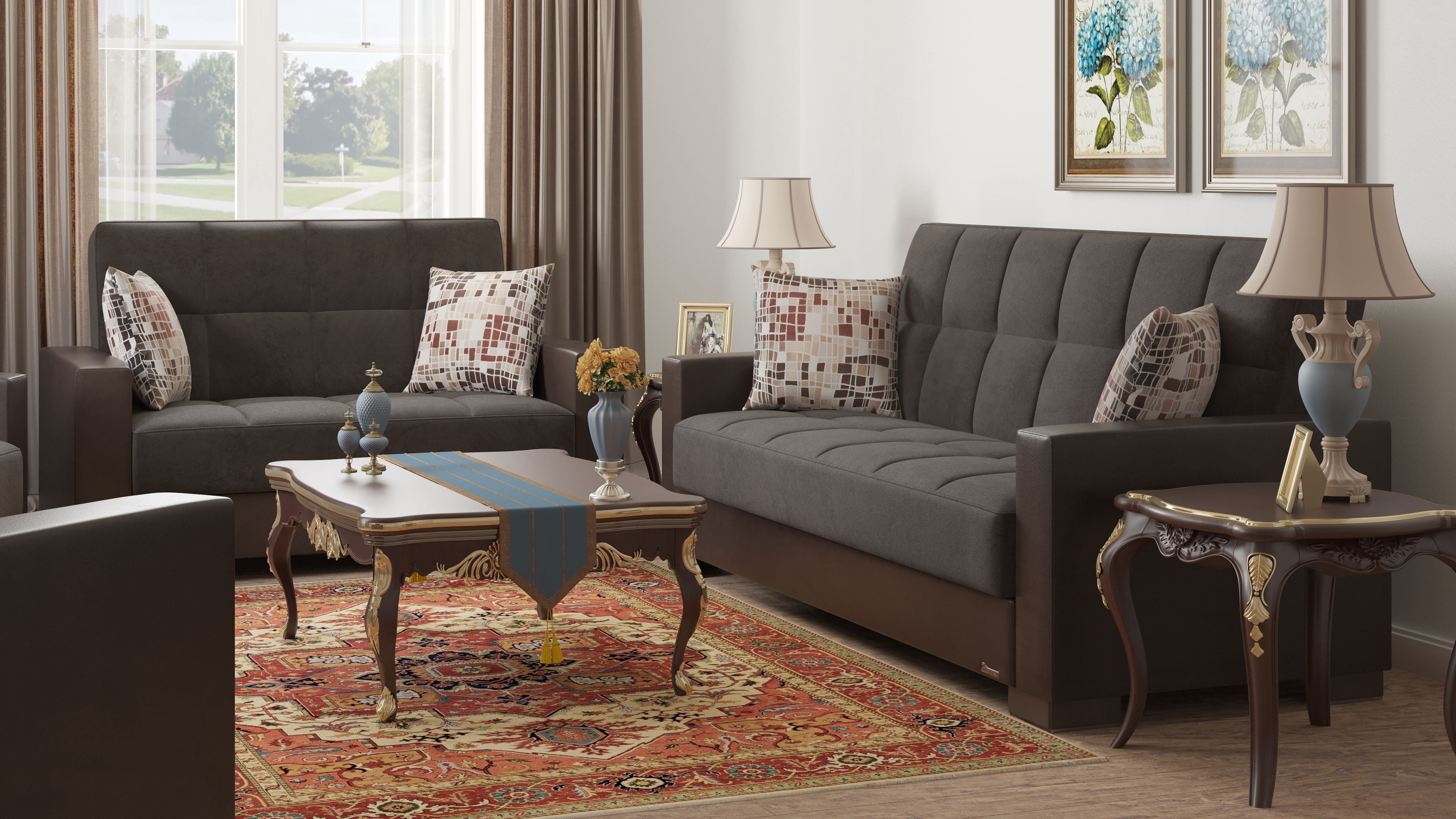 Ottomanson Origins Sleeper Loveseat, Brown Microfiber