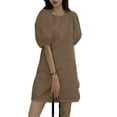 thumbnail image 6 of VONDA Women Puff Short Sleeve Mini Dress Round Neck Party Casual Dresses, 6 of 6
