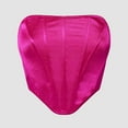 thumbnail image 4 of Meresysid Tube Tops For Women Satin Corset Top Sleeveless Strapless Bodyshaper Corset Tube Bandeau Summer Tops Vest Hot Pink, 4 of 9