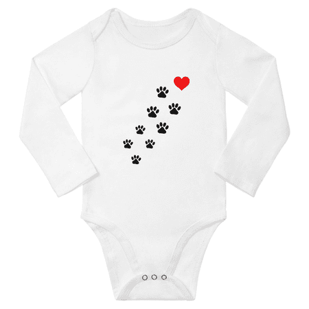 

Dog Paw And Love Funny Baby Long Sleeve Clothing Bodysuits Boy Girl Unisex (White 6-12M)