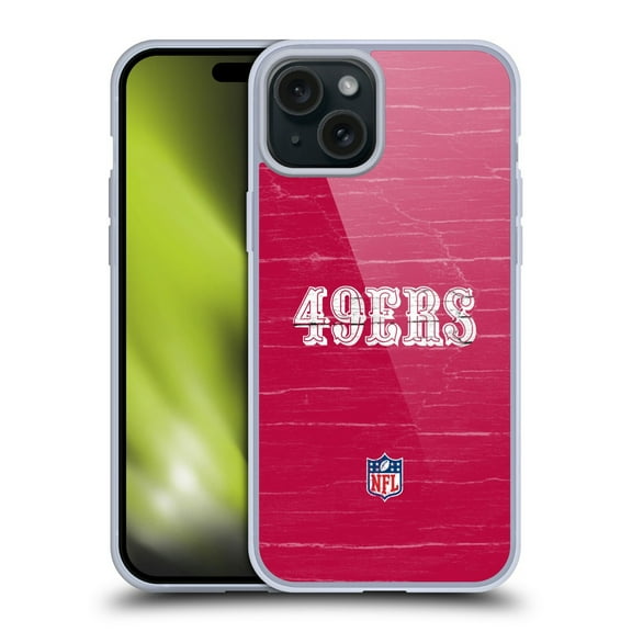 Head Case Designs NFL San Francisco 49Ers Logo Distressed Look Soft Gel Case for Apple iPhone 15 Plus