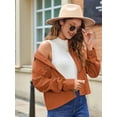 thumbnail image 6 of Womens Fashion Cropped Shackets Corduroy Button Down Crop Jackets Tops Long Sleeve Shirts Trendy 2025 Orange Red XL, 6 of 8