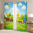 thumbnail image 2 of jejeloiu Colorful Cute Train Curtains Pack of 2 (42x84 Each),Cartoon Steam Truck Curtains Blackout,Green Yellow Kawaii Tree Bedroom Curtains For Girls Boys,Ultra Soft Home Decor, 2 of 6