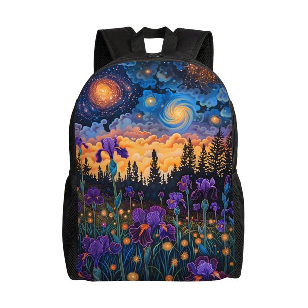 Balery Cosmic Irises At Twilight Mochila - Mochila Estilosa y Duradera para Laptop de 15 Pulgadas con Tela Oxford Impermeable
