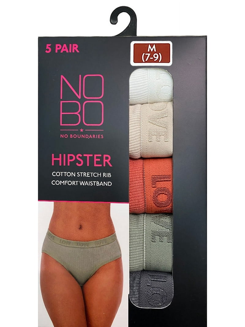 No Boundaries Stretch Ribbed Hipster Panties, 5-Pack, Women's