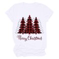 thumbnail image 1 of Haut de Sapin de Noël Femme Décontracté Col Rond Manches Courtes T-shirt Imprimé Sapin de Noël Haut, 1 of 7