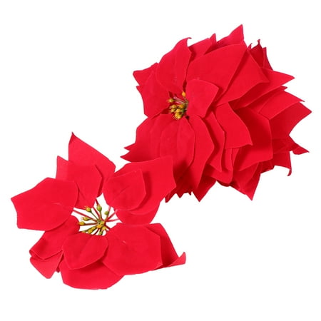 

10 Pcs Artificial Poinsettia Floral Heads Christmas Tree Hanging Decors