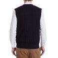 thumbnail image 2 of Kallspin Men's Wool Blend Cable-Knit V Neck Sleeveless Cardigan Vest Sweater(Black,Large), 2 of 8