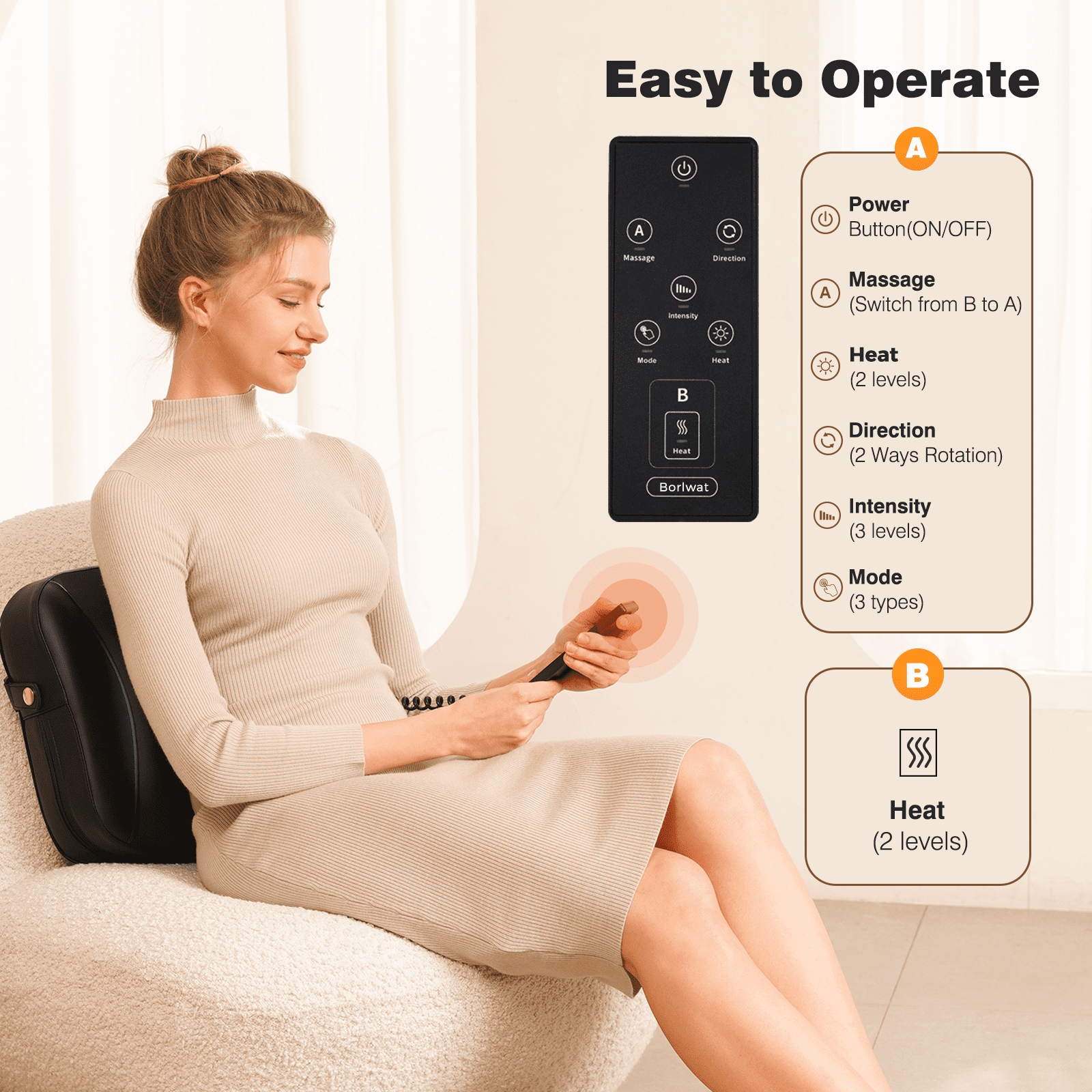 COSYSKY Shiatsu Back and Neck Massager with Heat, Deep Tissue Kneading Pillow for Office Chair, Gifts for Mom Dad