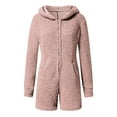 thumbnail image 2 of Mchoice Onesie Pajamas for Women Cartoon Bear Onesise Sleepwear Cute Fuzzy Warm Sherpa Fleece Hooded Romper Short Jumpsuit Playsuit One Piece Pajamas, 2 of 5