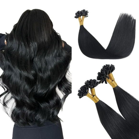 XDhair U Tip Hair Extensions Human Hair 50 Strands 40g 14inch Jet Black Pre Bonded Hair Extensions Real human hair 50 Strands #1 14inch