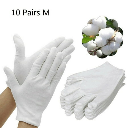 

10/20 Pairs White Cotton Gloves Work Thin Soft Hands Protector Costume Jewellery