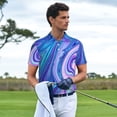 thumbnail image 3 of Fotbe Swirl Blue And Purple Camiseta Polo de Golf para Hombre con Estampado – Camisa Deportiva Transpirable con Cuello Abotonado-Large, 3 of 6