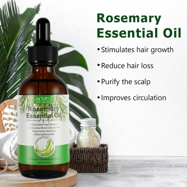 Aliver Pure Rosemary Essential Oil for Hair Growth Dry Scalp Care 60ml