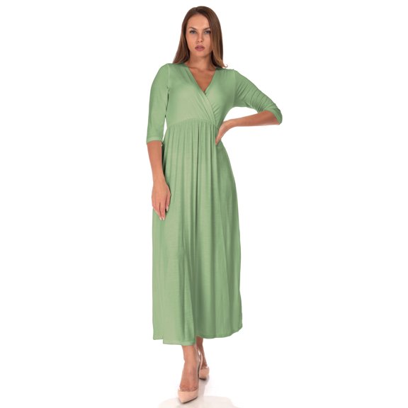 SR Women's Casual Wrap Floor Length Maxi Dress, 2X, Sage