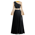 thumbnail image 6 of FYMNSI Women's Metallic Praise Dress Liturgical Worship Dance Dress Long Sleeve Patchwork Cross Special Hem Dress with Waistband, 6 of 8