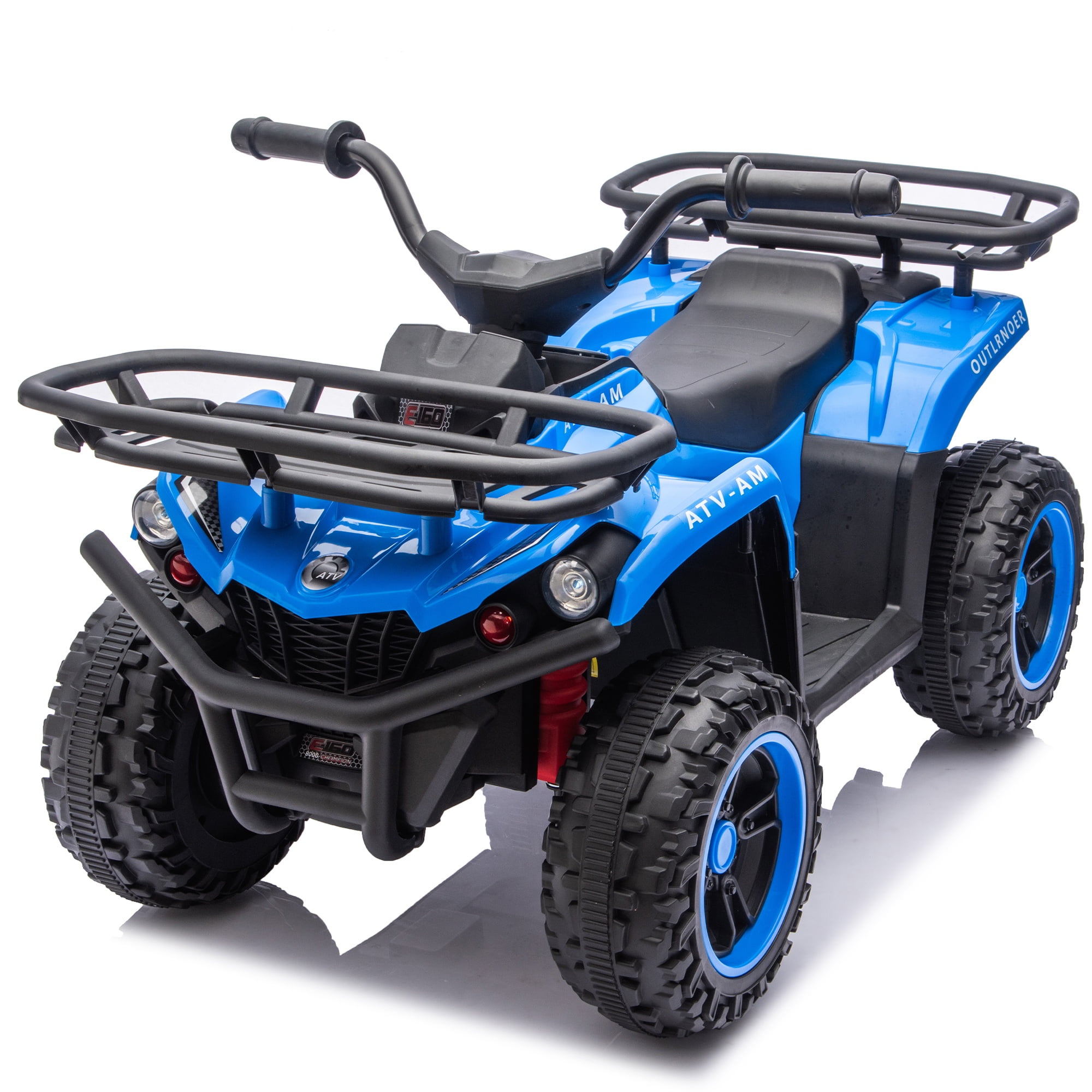 iYofe 24V Big Kids Ride on ATV Quad, Electric 4 Wheeler for Kids 3-6 with Battery Display, Anti-Slip Tires, LED Headlights, Bluetooth, MP3, Storage Racks, Gifts for Birthday & Christmas, Blue
