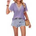 thumbnail image 4 of Lucakuins - Camisetas informales de verano para mujer, manga corta, cuello en V, color de contraste, camisetas holgadas Lucakuins  moda, 4 of 8