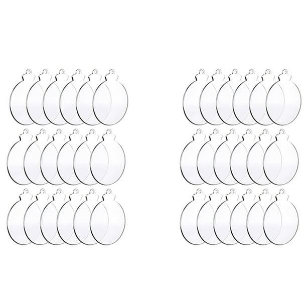 100 Piezas de Adorno de Navidad de Acrílico Redondo Adorno de Acrílico Transparente En Blanco con Orificio para Manualidades, Vacaciones
