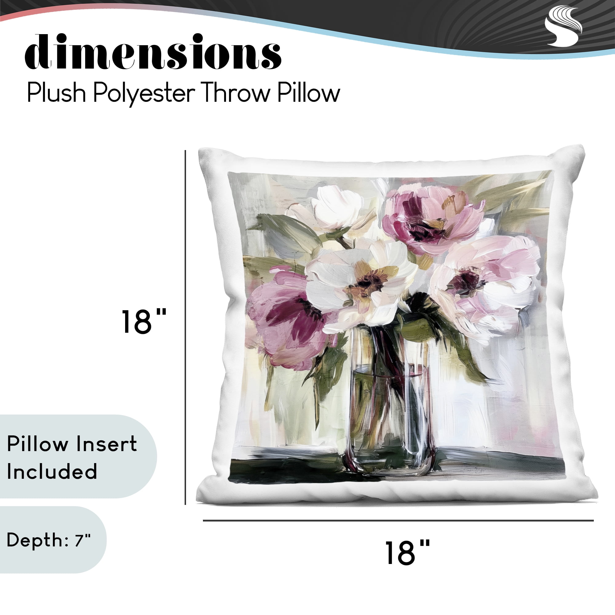 Stupell Industries Resonance Flower Vase Decorative Printed Throw Pillow, design by Annabelle Hall