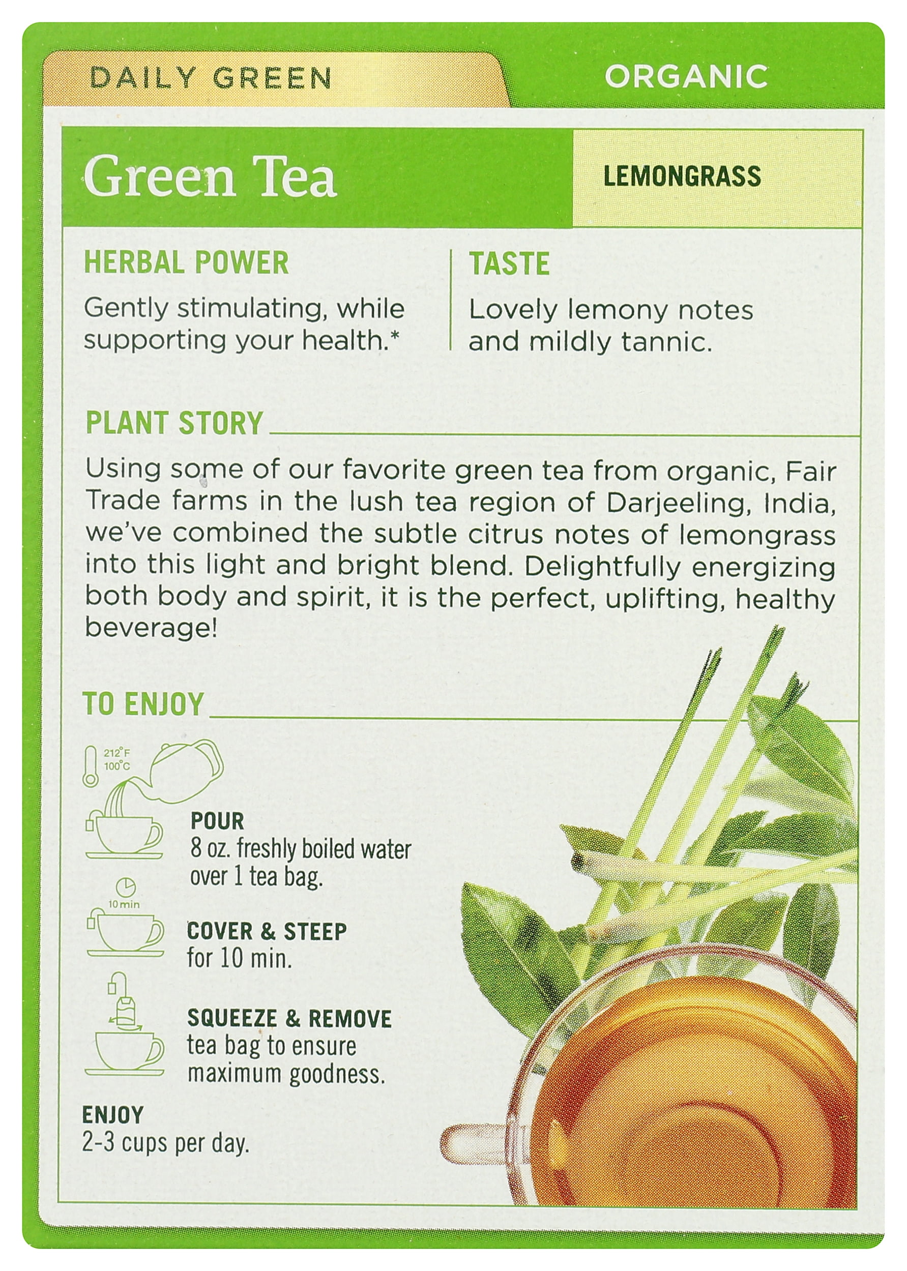 Pack of 6, Traditional Medicinals Green Tea Lemongrass, 16 bg - 0.85 oz