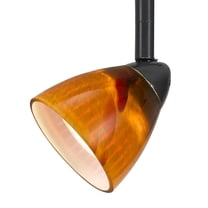 Hand Blown Glass Shade Track Light Fixture with Metal Frame, Dark Bronze- Saltoro Sherpi