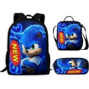 Sonic the Hedgehog 16" Large School Backpack 3 PCS set Q1L