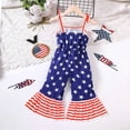 thumbnail image 6 of mgoYE Toddler Girl Clothes Sets 4th Fourth Of July Toddler Girl Outfit USA Romper Spaghetti Strap Bell Bottoms Jumpsuit Red White and Blue Outfits|Red 5-6 Years, 6 of 8