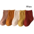 thumbnail image 2 of Toddler Socks Solid Color 5 Pairs Soft Thin Baby Cotton Socks Infant Crew Socks, 2 of 10