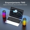 thumbnail image 4 of Bocina Portatil Bluetooth 1 Hora 10W, 2400mAh Altavoz Inalámbrico con Iluminación RGB Ajustable, Emparejamiento Dual TWS, para Interiores y Exteriores color negro, 4 of 7