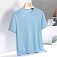 thumbnail image 4 of VSSSJ Men's Quick Dry Workout Shirts Moisture Wicking Short Sleeve T-Shirt Breathable Crewneck Athletic Running Gym Tee Shirts Light Blue XL, 4 of 5