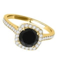 thumbnail image 2 of Mauli Jewels Engagement Rings for Women 1.35 Carat Halo Unique Design Black Diamond Engagement Wedding Ring 4-prong 14k Solid Yellow Gold, 2 of 6