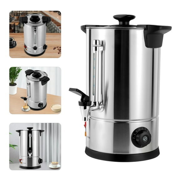 8L 8.27inch Commercial Grade Stainless Steel Coffee Urn 1KW Silver&Black Coffee Maker Hot Water Urn