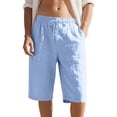 thumbnail image 2 of KIHOUT Men's Solid Cotton Linen Blend Shorts - Elastic Waist Drawstring, Breathable with Side Pockets for Summer, Casual and Vacation Wear, 2 of 5