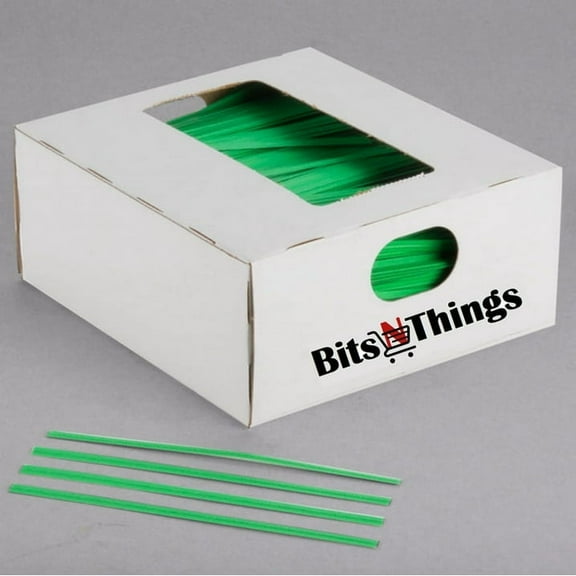 Bits N Things Green Twist Ties for Bags | Bulk 2000 Pack with Dispenser Box | 4" Coated Wire Ties Reusable Bread