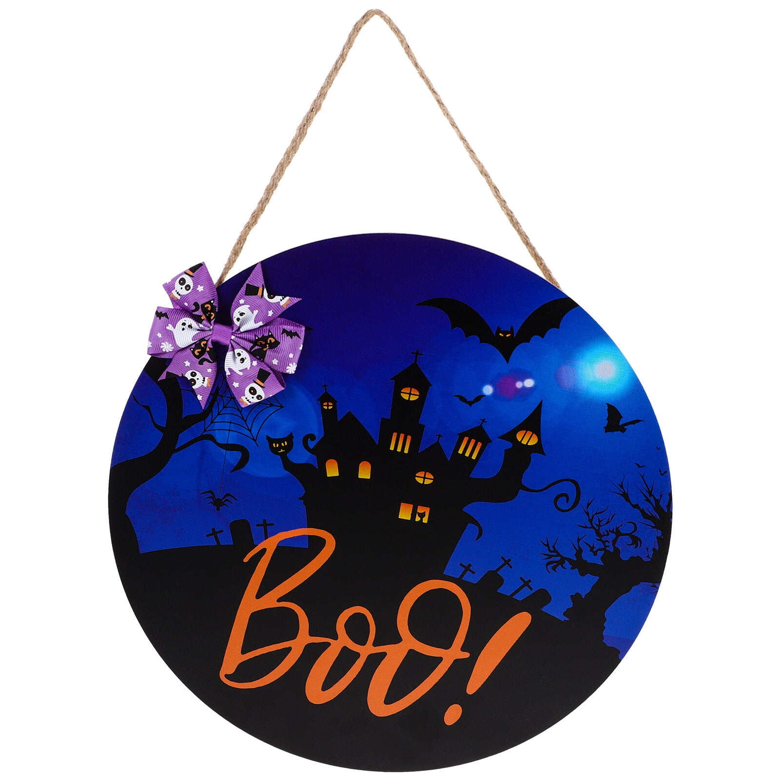 Round Halloween Hanging Decoration Halloween Themed Door Sign Wooden ...