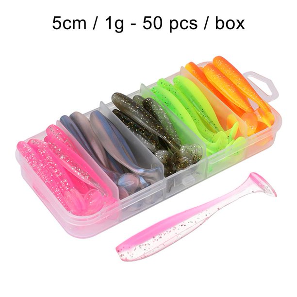 50x T Tail Soft Lure Cebo de pesca artificial Tackle para agua dulce (5cm 1g) Tmvgtek Para estrenar