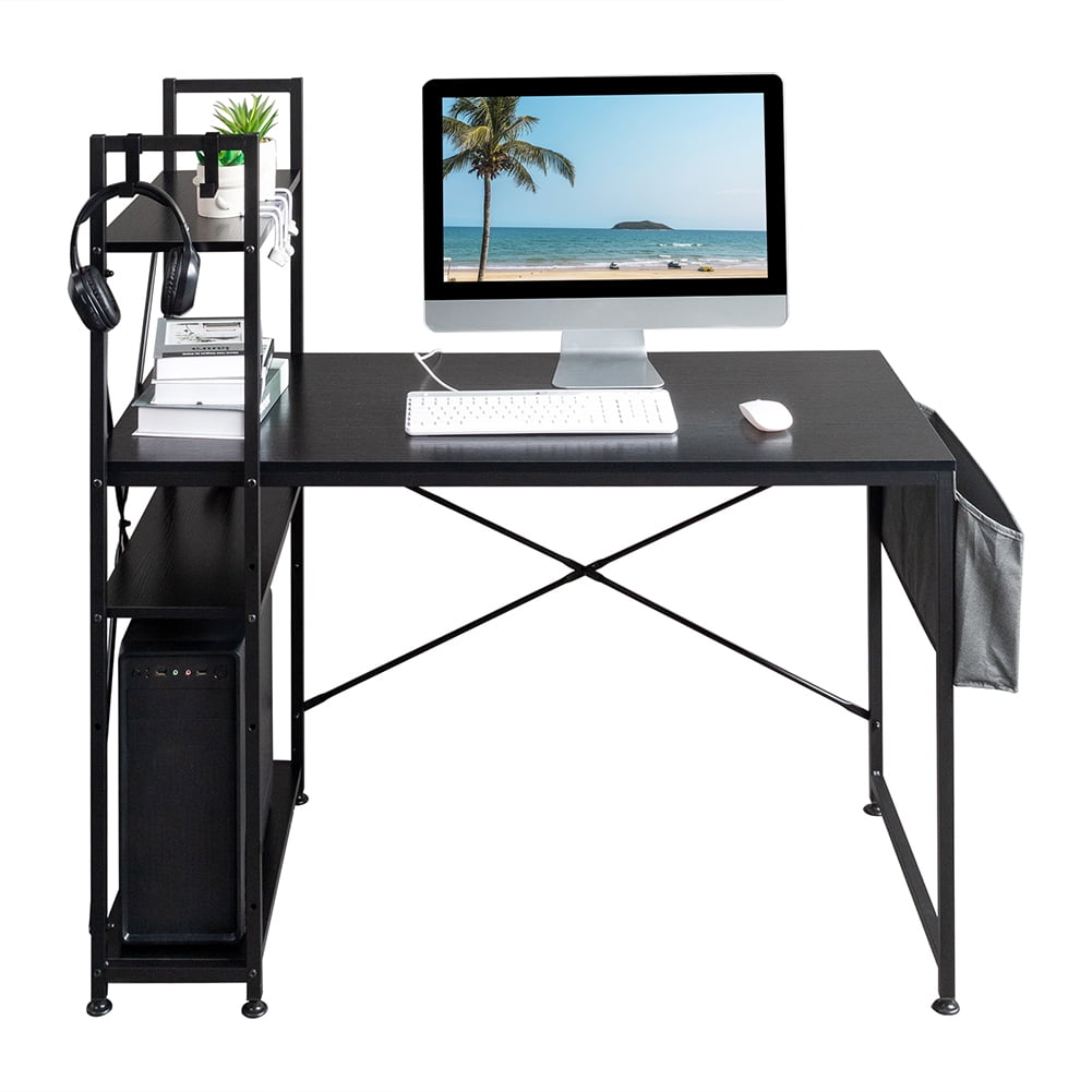 Kadyn Computer Desk, Side Storage Desk with Non-woven Bag and USB Power Port, Durable Study Table for Home, Black Kadyn Computer Desk, Side Storage Desk with Non-woven Bag and USB Power Port, Durable Study Table for Home, Black