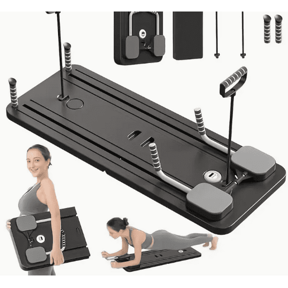 Pilates Board - Pilates Reformer Set, Multi-Purpose Foldable Pilates , 5 in 1 Pilates Sliding Board (Black)