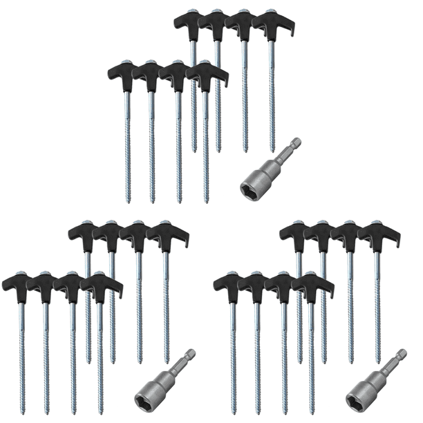 Socket 8 Piezas Estacas Metal para Campaña Con Tornillo Hexagonal en Clavijas ()