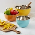 thumbnail image 2 of INFUSE 3-Piece Stainless Steel Mixing Bowls Set, Nesting Metal Prep Bowls for Kitchen, Orange Yellow Aqua, 2 of 8