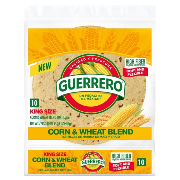 Guerrero Corn and Wheat Blend Tortillas, King Size, 10 Count