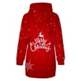 thumbnail image 4 of Robes de Fête de Noël pour Femmes Imprimé de Noël Manches Longues à Capuche avec Poche Robe Tunique Sweat-Shirt (Taille: S), 4 of 4
