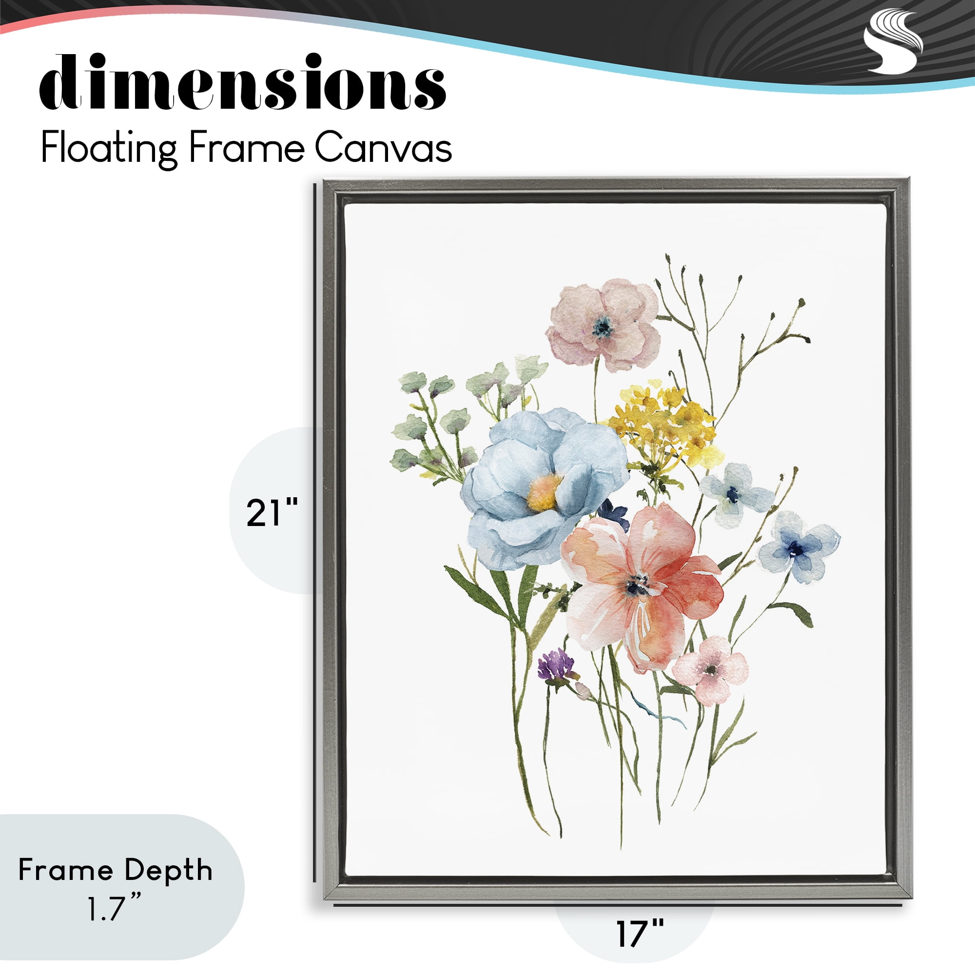 Stupell Industries Spring Meadow Wild Flowers Gray Framed Floater Canvas Wall Art, design by Livi Finn