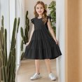 thumbnail image 4 of Girl's Summer Dresses Ruffle Sleeve Tiered Swing Midi Casual Sundress with Pockets 4-14 Years, 4 of 5