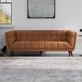 thumbnail image 5 of Pemberly Row Mid-Century Aniline Leather Tufted Back Sofa in Tan, 5 of 7