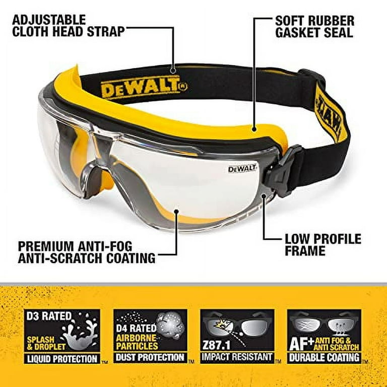 DEWALT Safety Glasses Clear Anti Fog Work Goggles DPG84 Insulator Indoor Outdoor Chemical Eye Protection Walmart