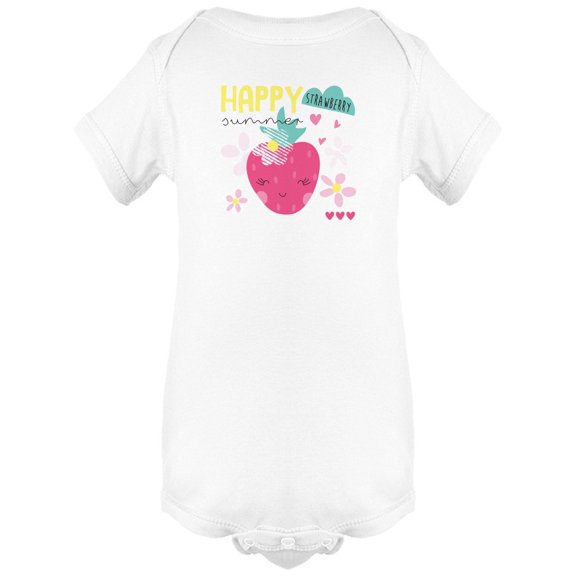 Happy Strawberry Doodle Bodysuit Infant -Image by Shutterstock, Newborn