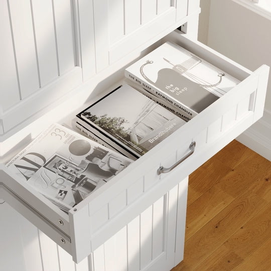 Aiho Storage Cabinet with Drawer, Freestanding Floor Cabinet with Doors, 28.5 x15.3 x70.8 Inches, Adjustable Shelf, for Kitchen, Bathroom, Living Room - White